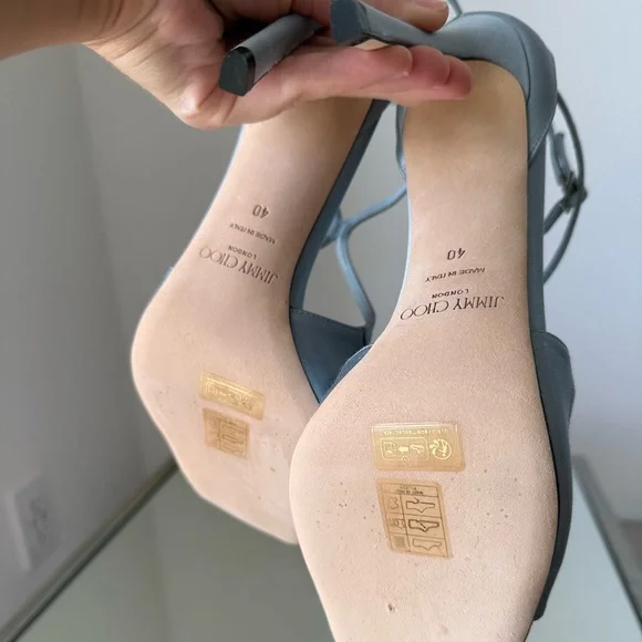 New JIMMY CHOO Azia 95 Heeled Sandals - Ice Blue $1,150 40 - Picture 5 of 13